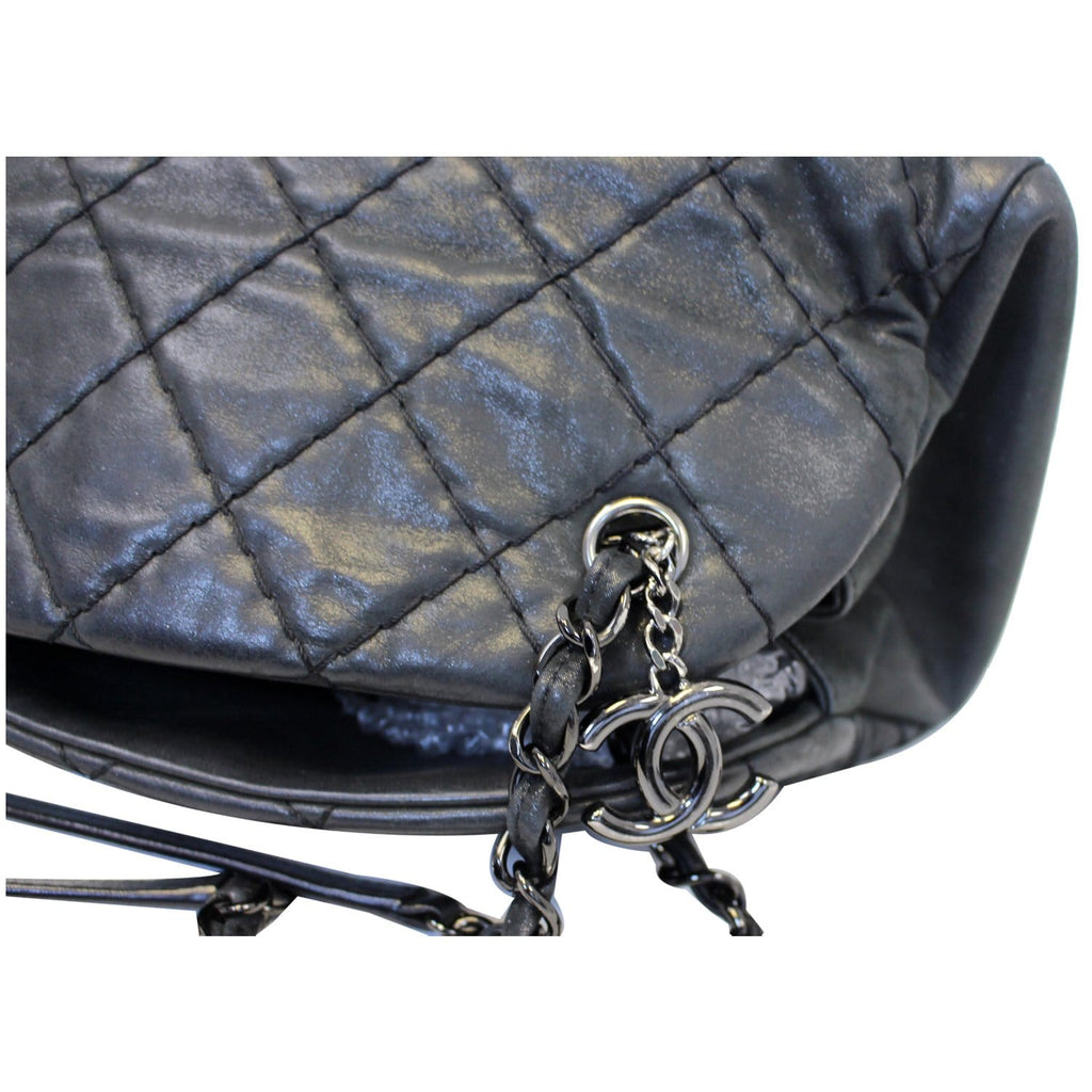 CHANEL Just Mademoiselle Calfskin Leather Bowling Bag Black