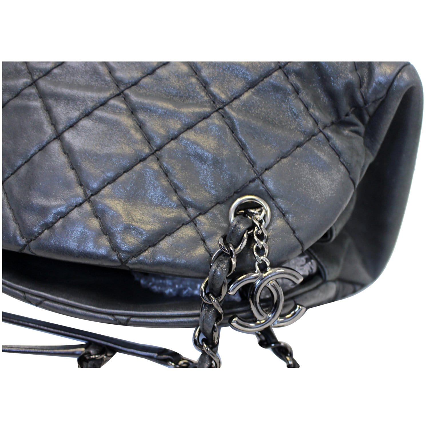 CHANEL Just Mademoiselle Calfskin Leather Bowling Bag Black