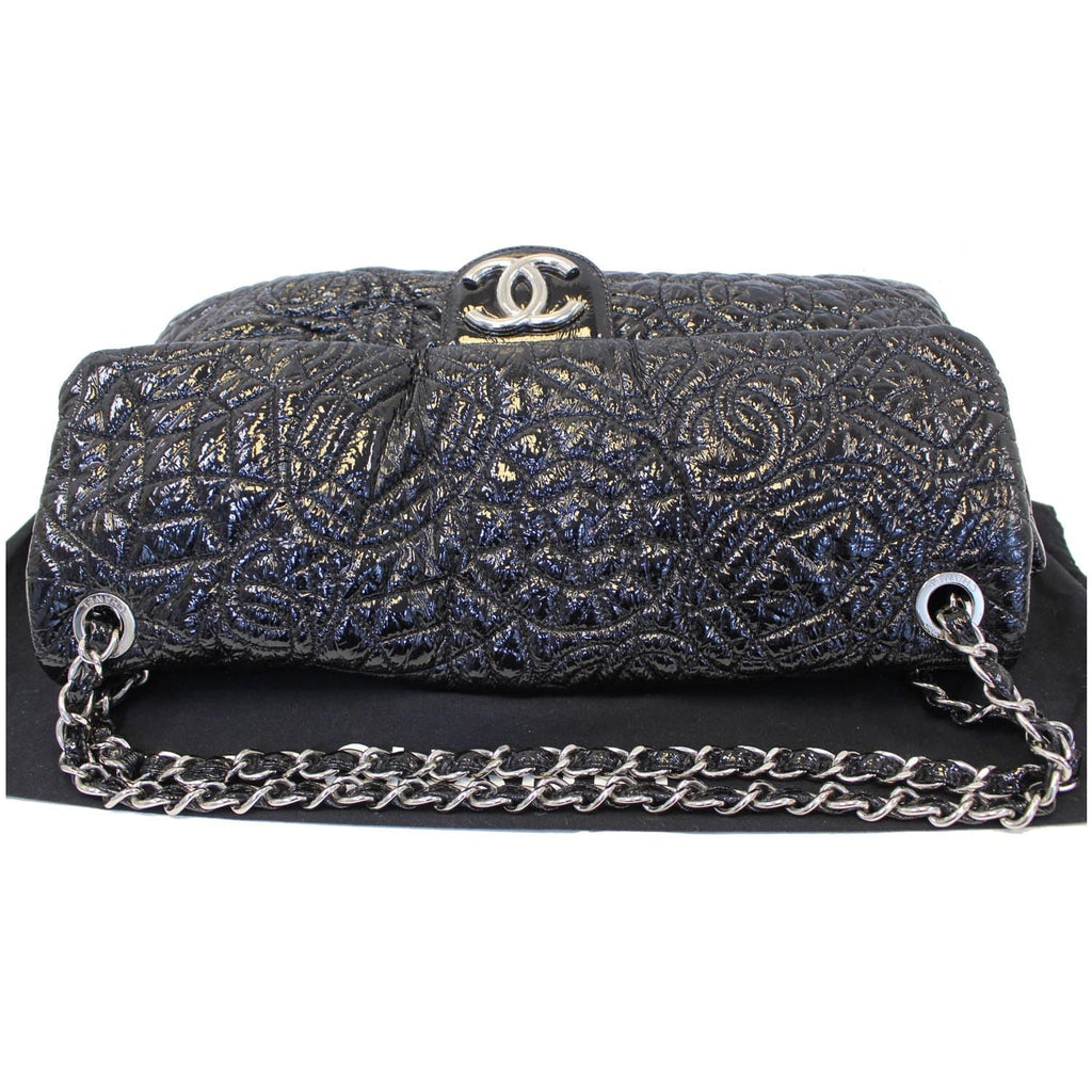 CHANEL Quilted Pattern Jumbo Single Flap Bag Black