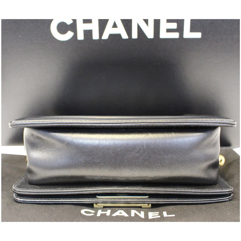 CHANEL Le Boy Small Lambskin Leather Shoulder Bag Black