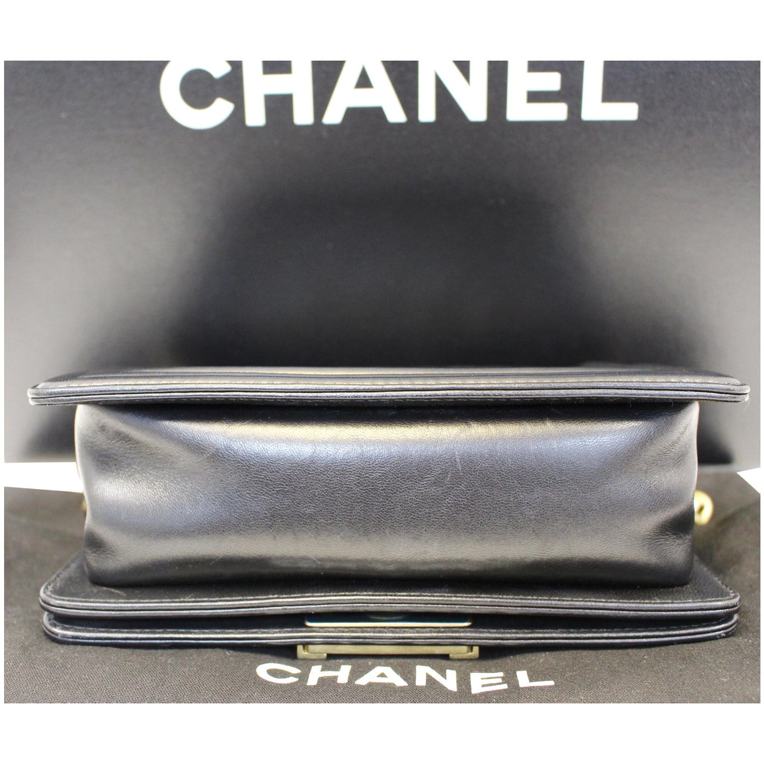 CHANEL Le Boy Small Lambskin Leather Shoulder Bag Black