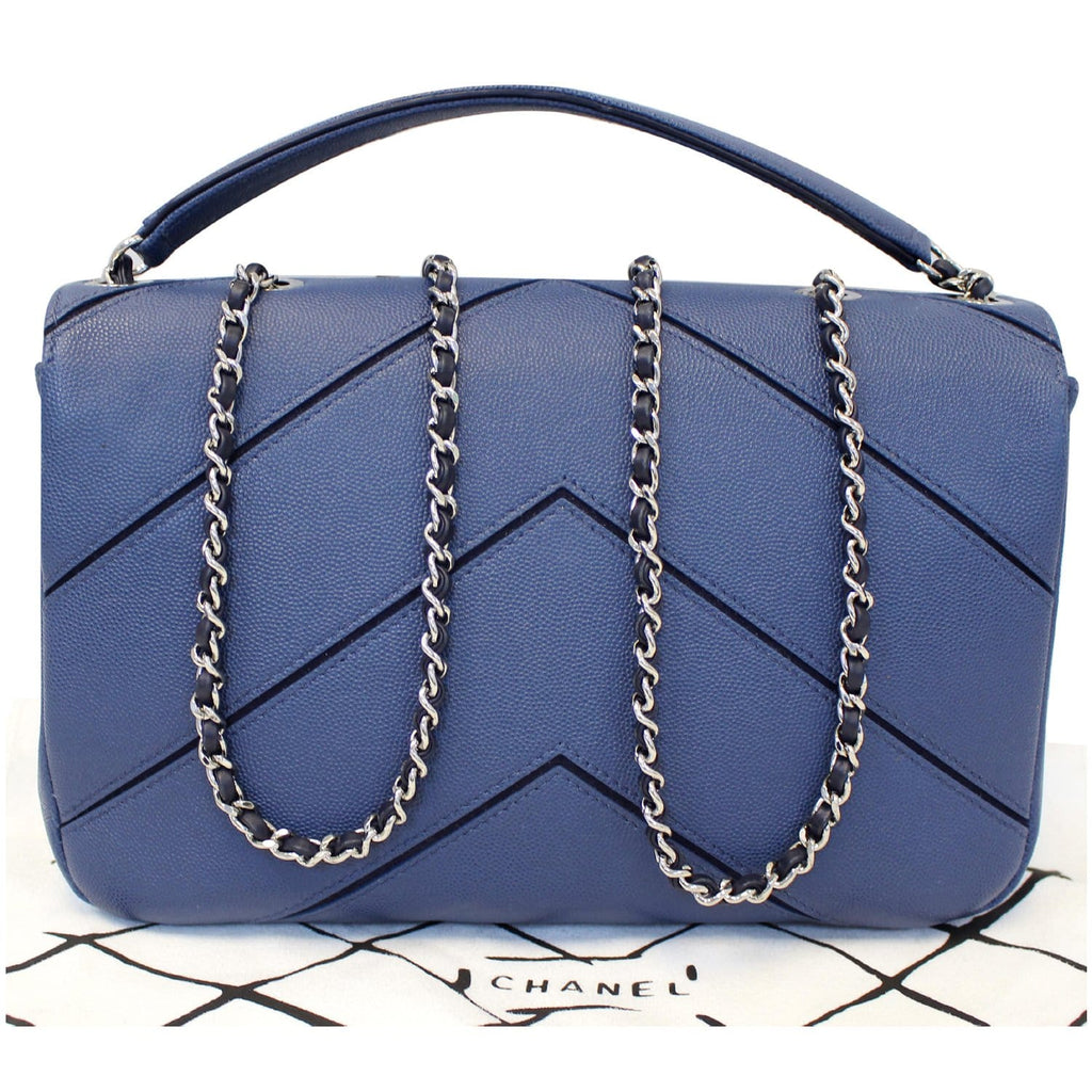 CHANEL CC Chevron Flap Shoulder Crossbody Bag Blue