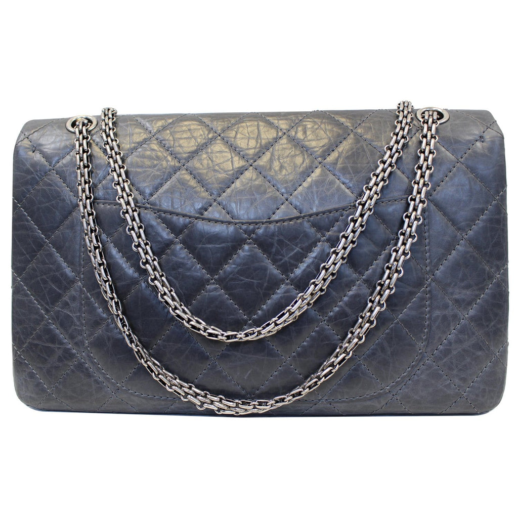 CHANEL 2.55 Reissue Mademoiselle Lock Calfskin Leather Shoulder Bag Grey