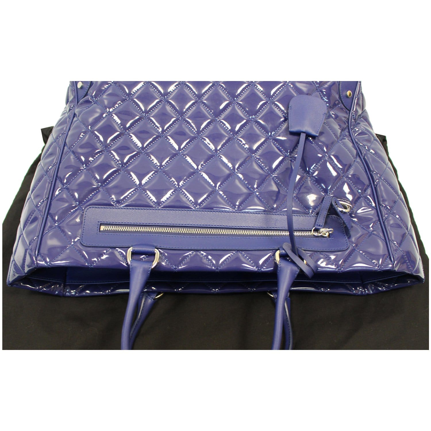 CHANEL Timeless XL Quilted Carry-on Patent Leather Tote Royal Blue