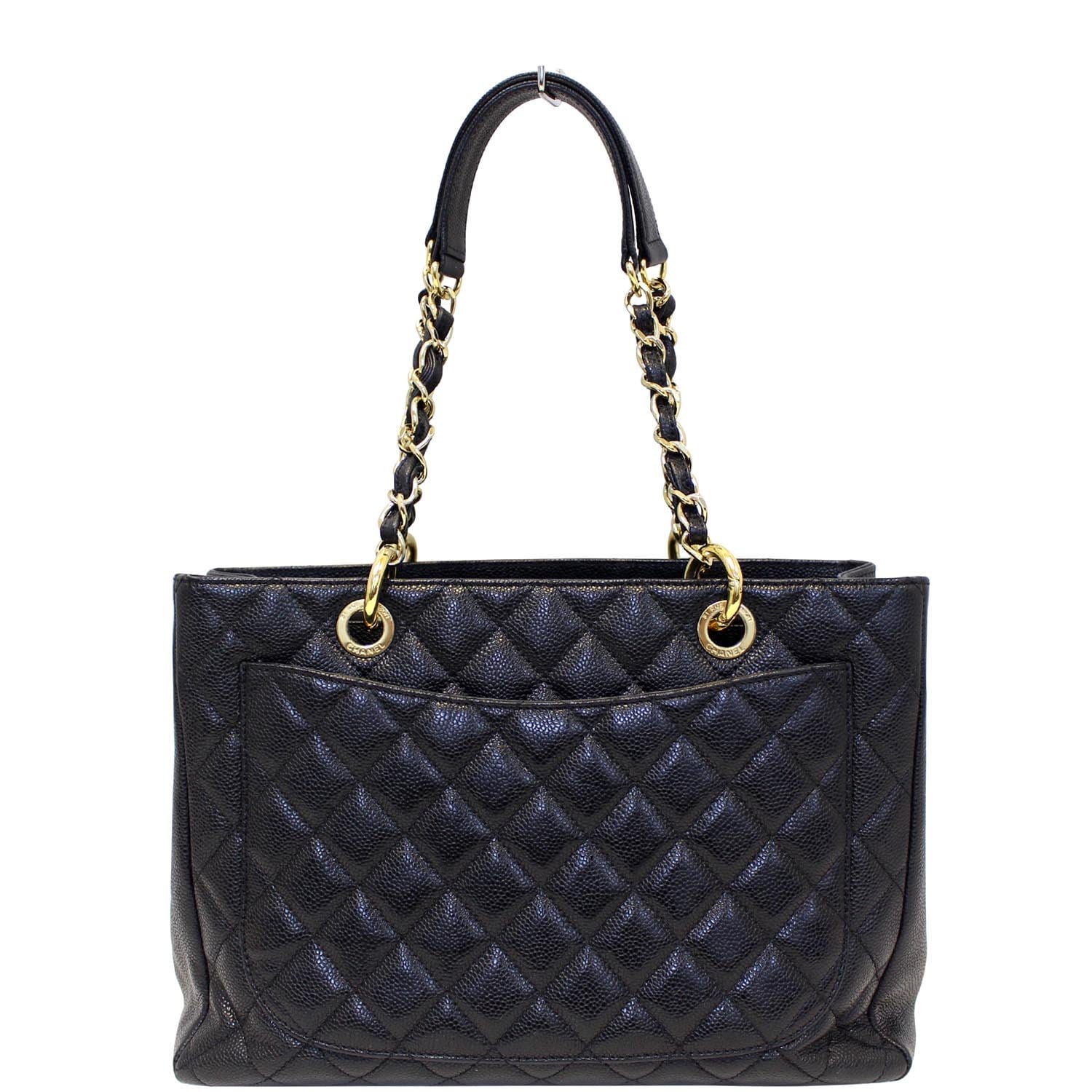 CHANEL Black Caviar Leather Grand Shopping Tote Bag