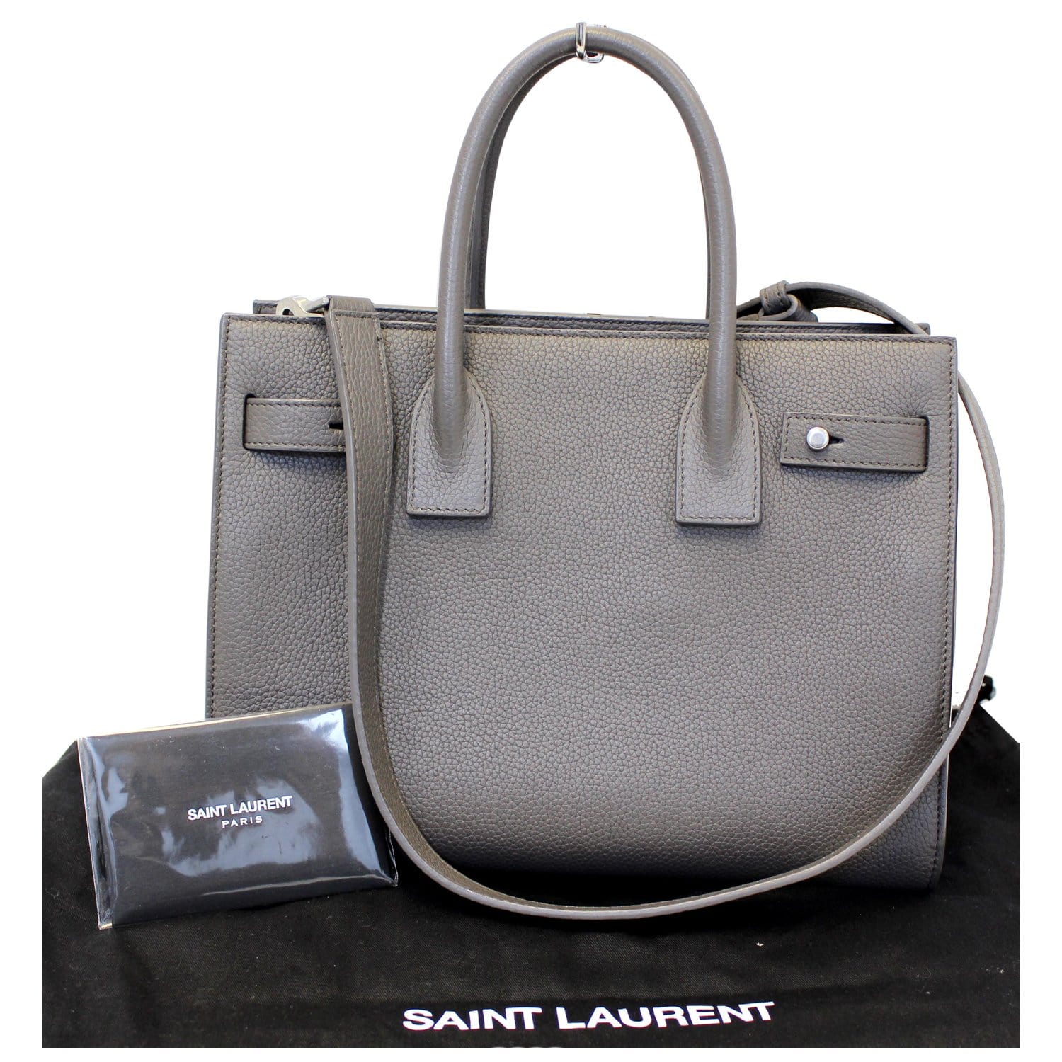 YVES SAINT LAURENT Sac de Jour Small Grained Leather Shoulder Bag Grey