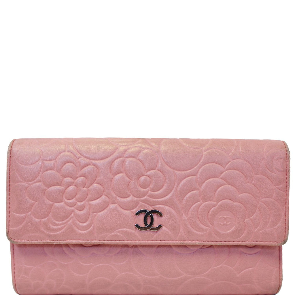 CHANEL Camellia Leather Trifold Wallet Pink - 25% OFF