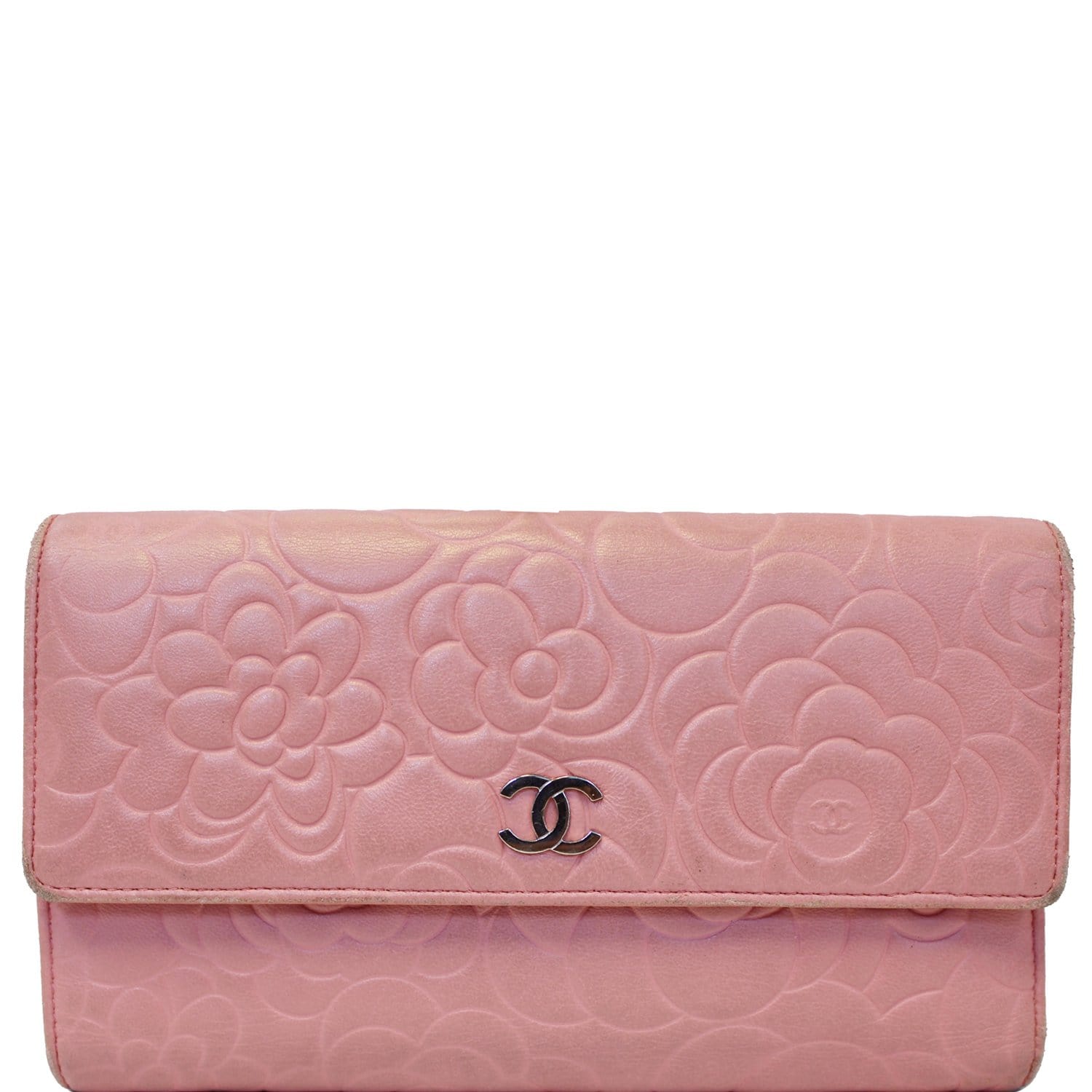 CHANEL Camellia Leather Trifold Wallet Pink - 25% OFF
