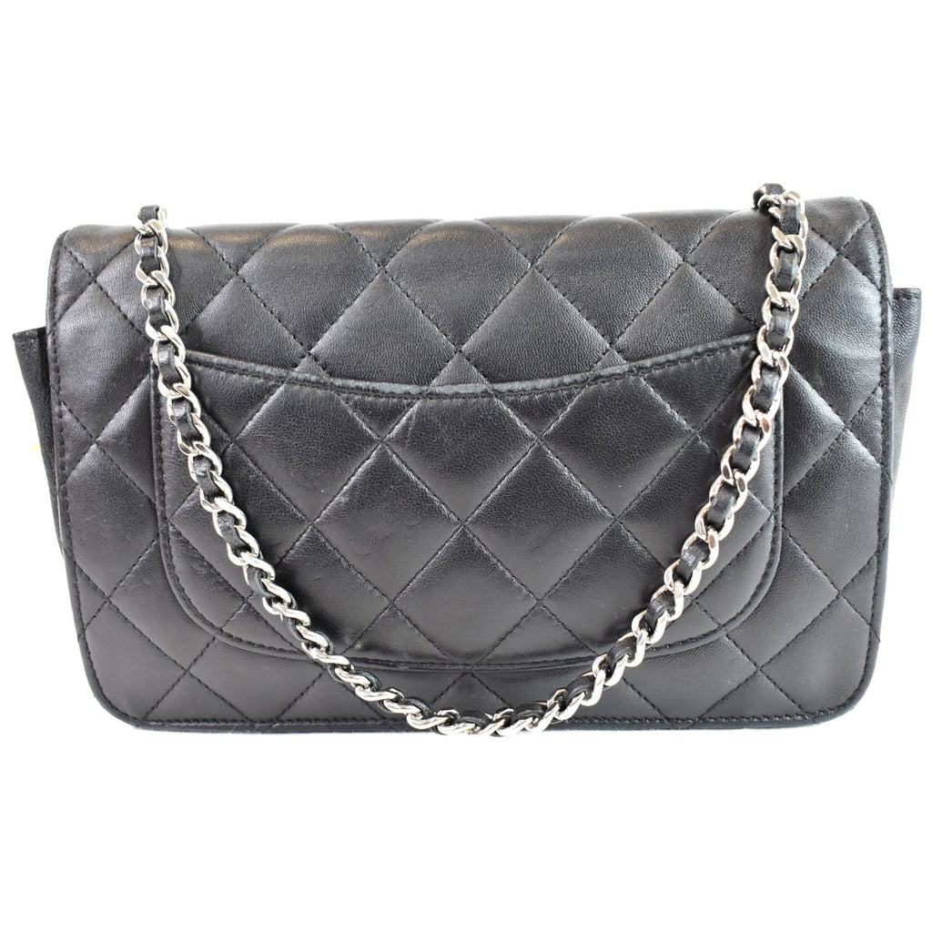 CHANEL Wallet On Chain Lambskin Leather WOC Crossbody Bag Black
