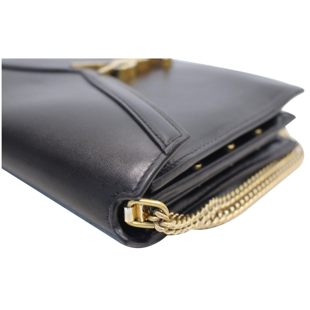 YVES SAINT LAURENT Cassandra Medium Monogram Clasp Shoulder Bag Black