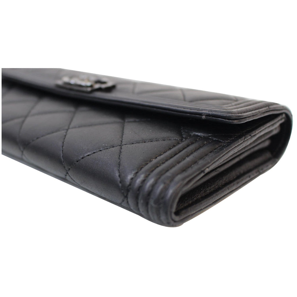 CHANEL Boy Large Flap Lambskin Leather Wallet Black