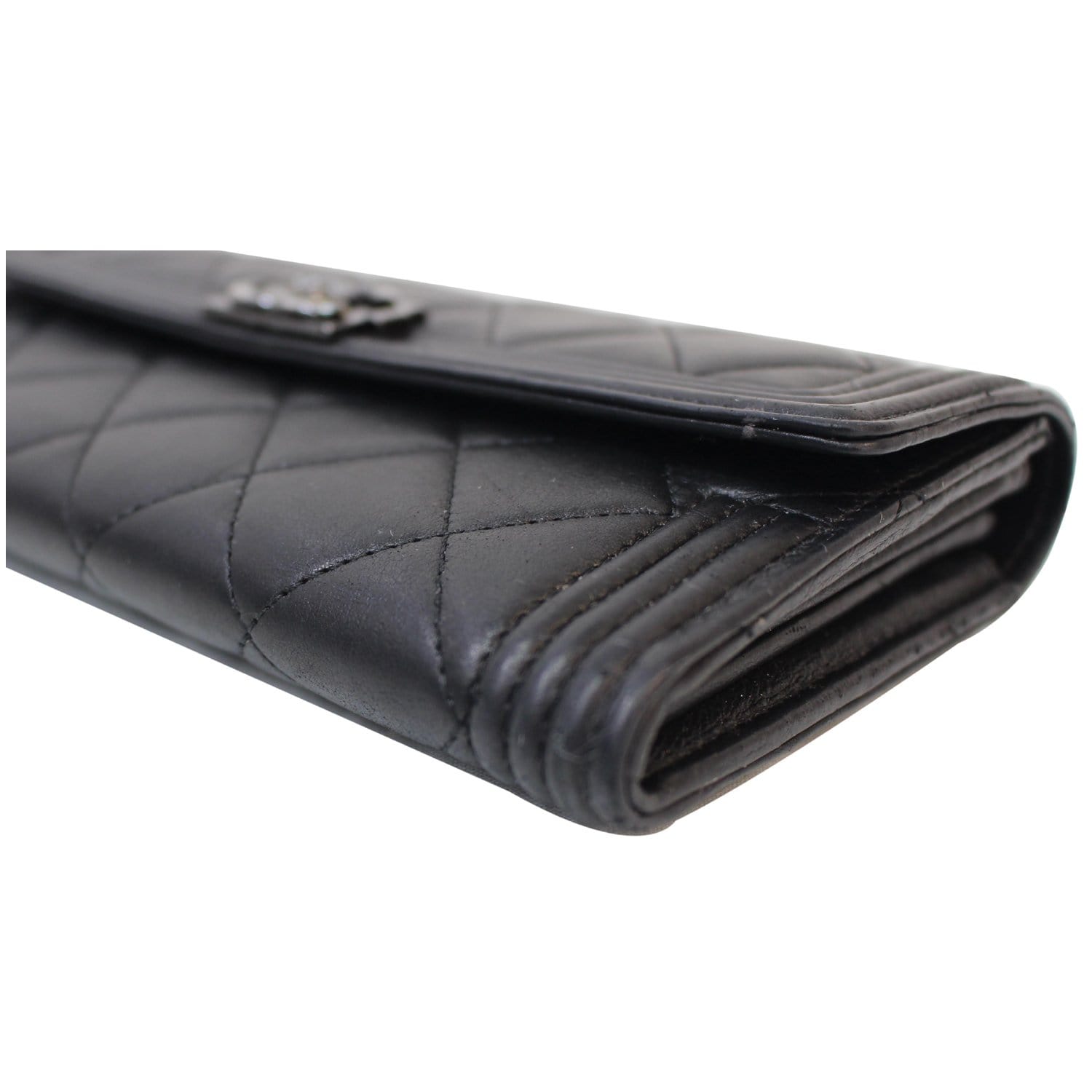 CHANEL Boy Large Flap Lambskin Leather Wallet Black