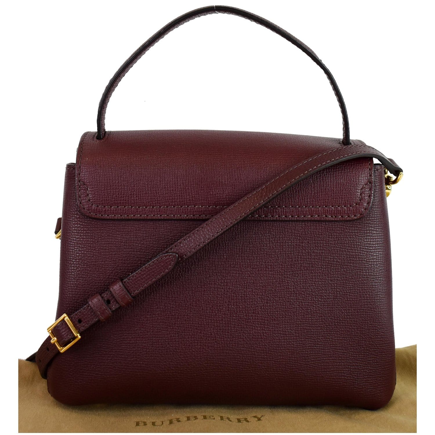 BURBERRY Camberley Small House Check Tote Shoulder Bag Dark Red