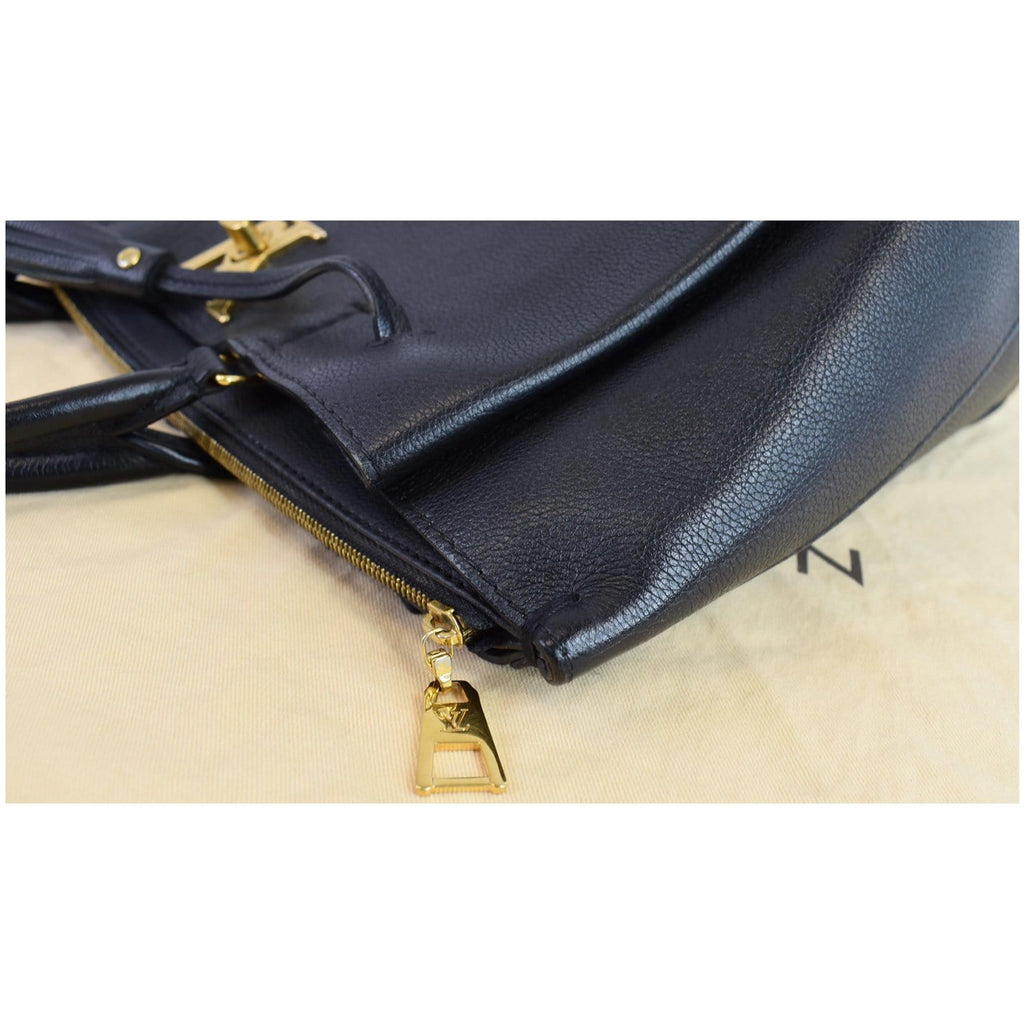 LOUIS VUITTON Lockmeto Calfskin Leather Tote Bag Black