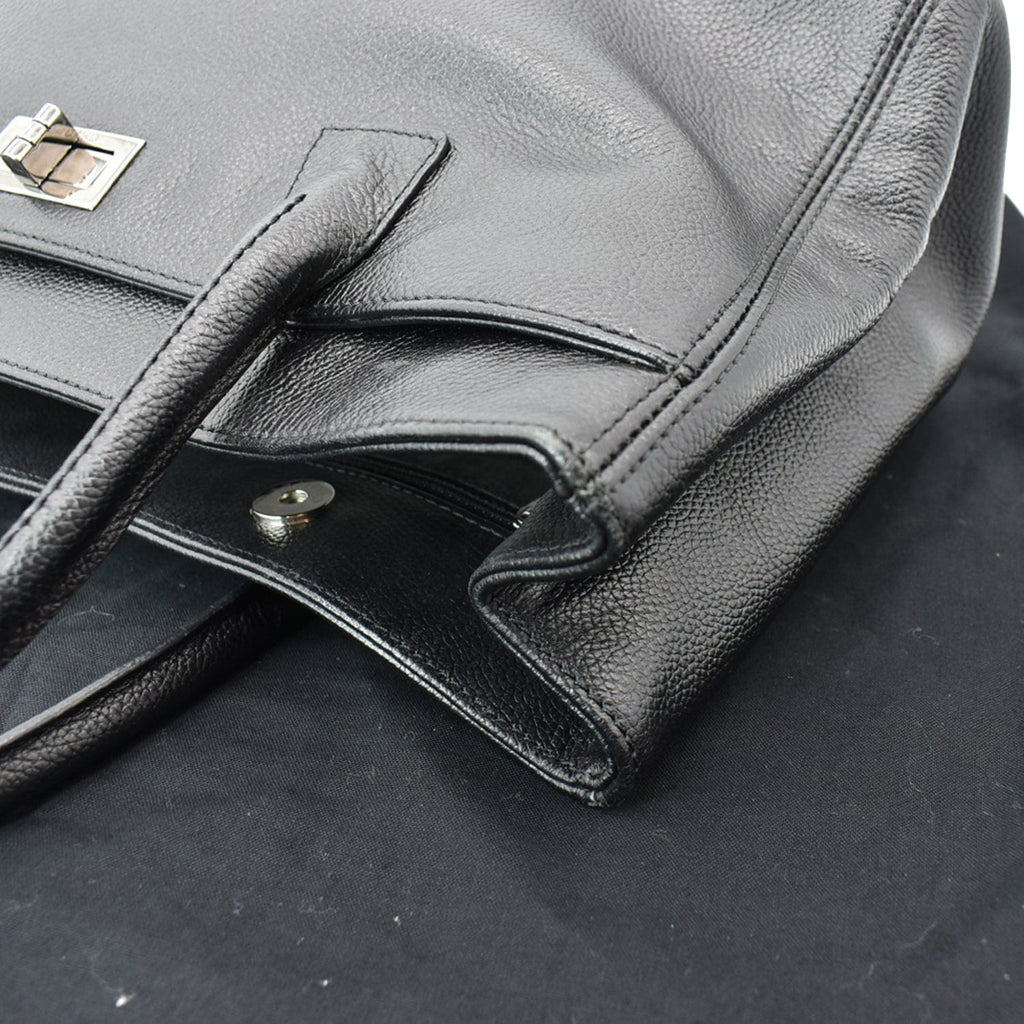 CHANEL Reissue Cerf Executive East West Leather Tote Bag Black