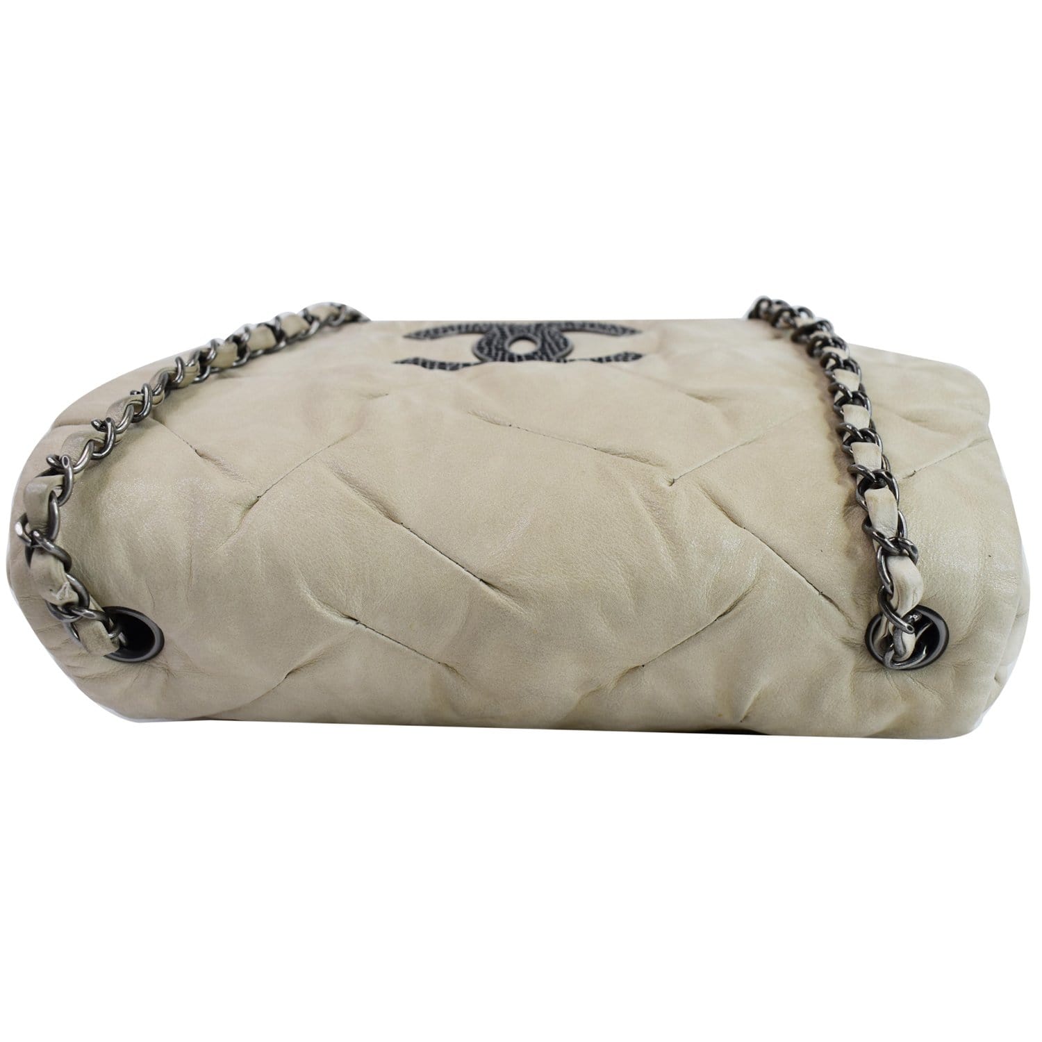 CHANEL Iridescent Calfskin Leather Crossbody Bag Beige