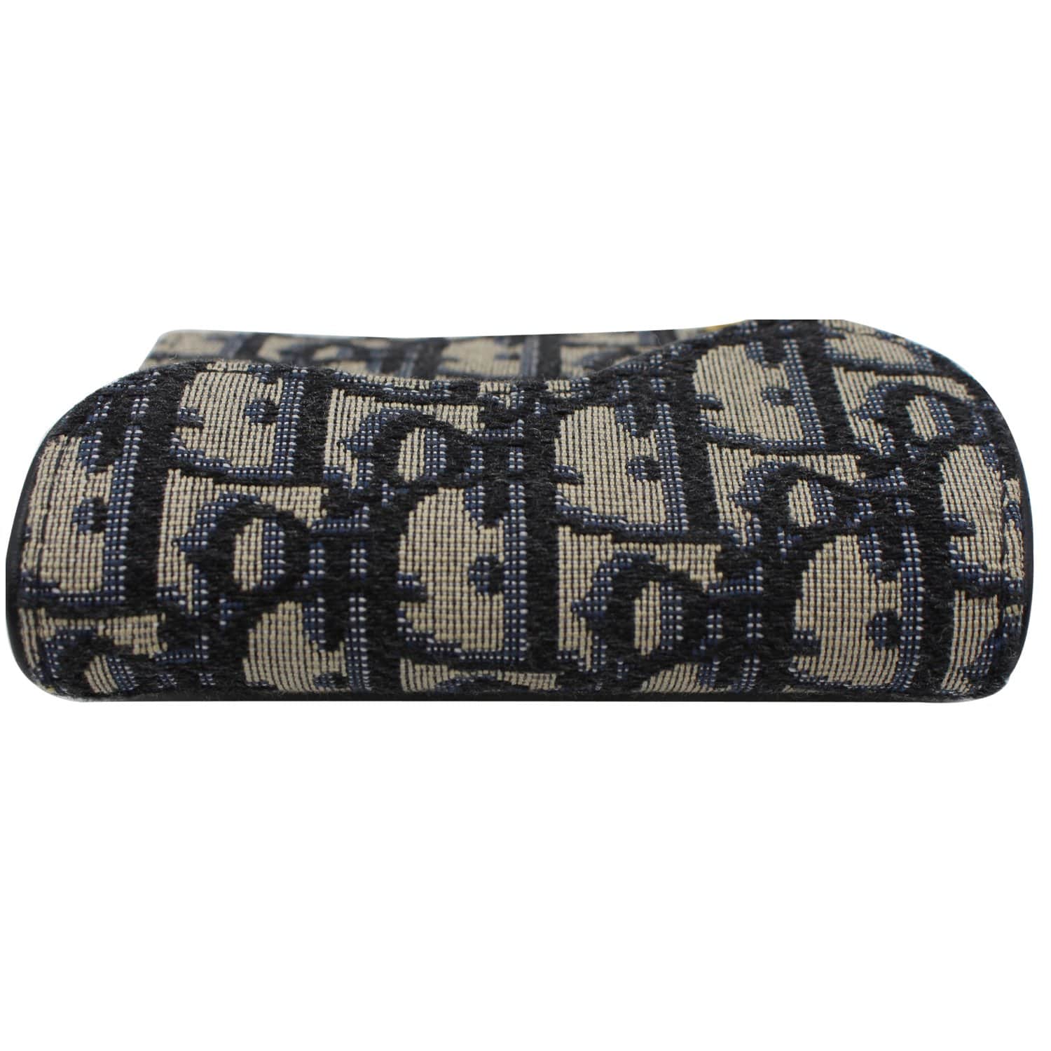 CHRISTIAN DIOR Saddle Flap Jacquard Canvas Card Holder Beige