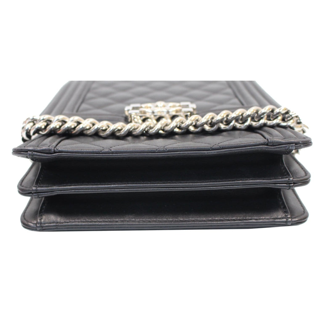CHANEL North South Boy Lambskin Leather Crossbody Bag Black