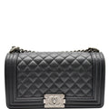 CHANEL Medium Boy Flap Caviar Leather Shoulder Bag Black