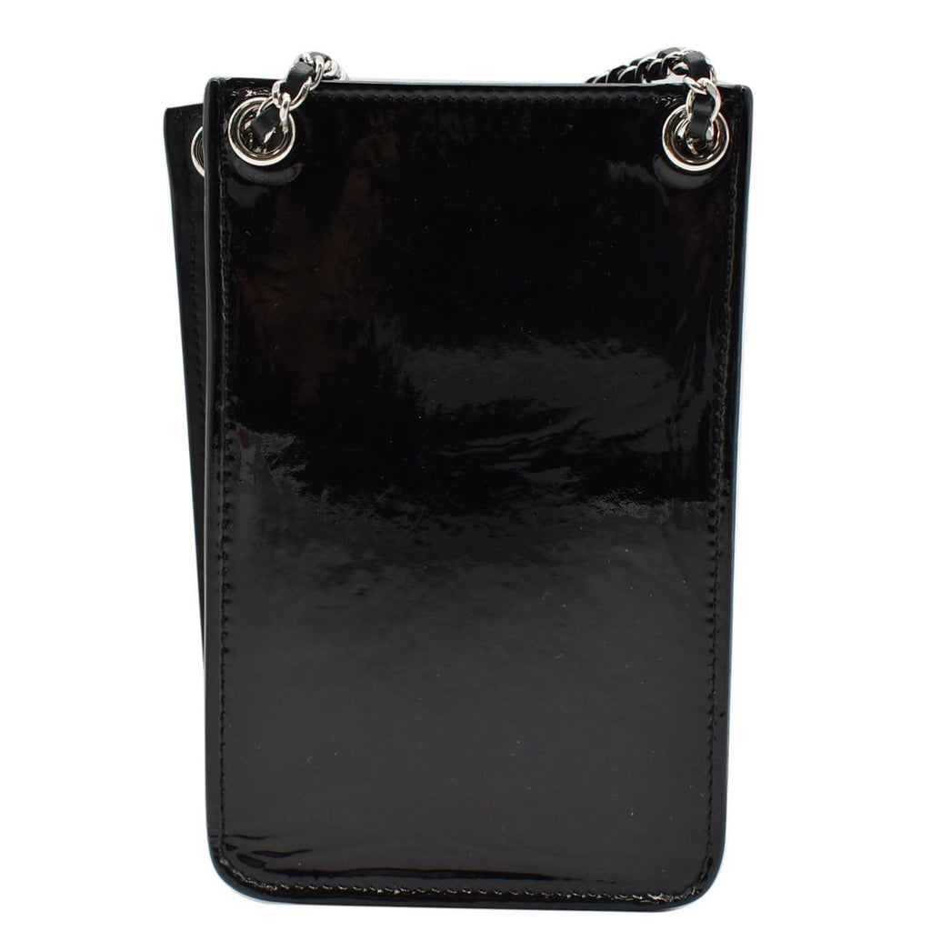 CHANEL O-Phone Holder Patent Leather Crossbody Bag Black