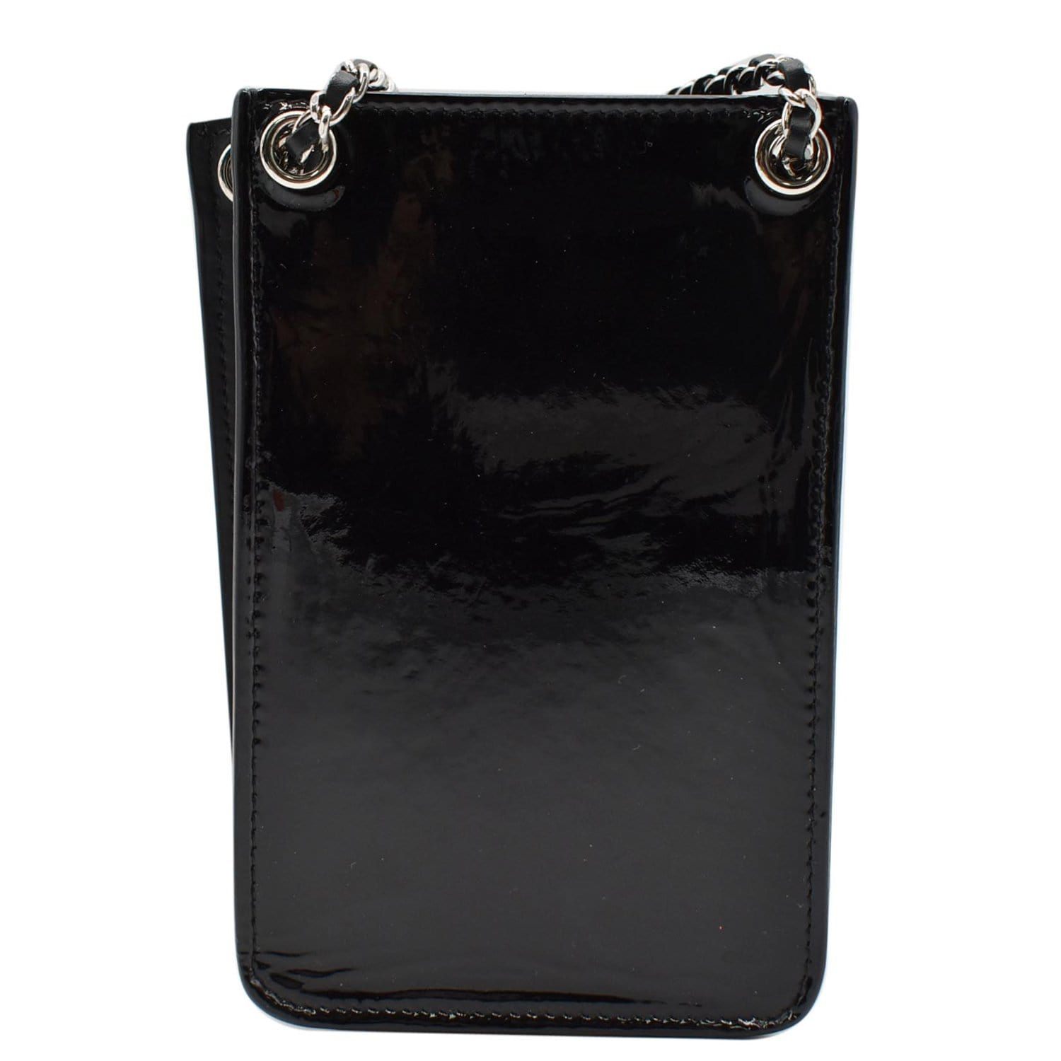 CHANEL O-Phone Holder Patent Leather Crossbody Bag Black