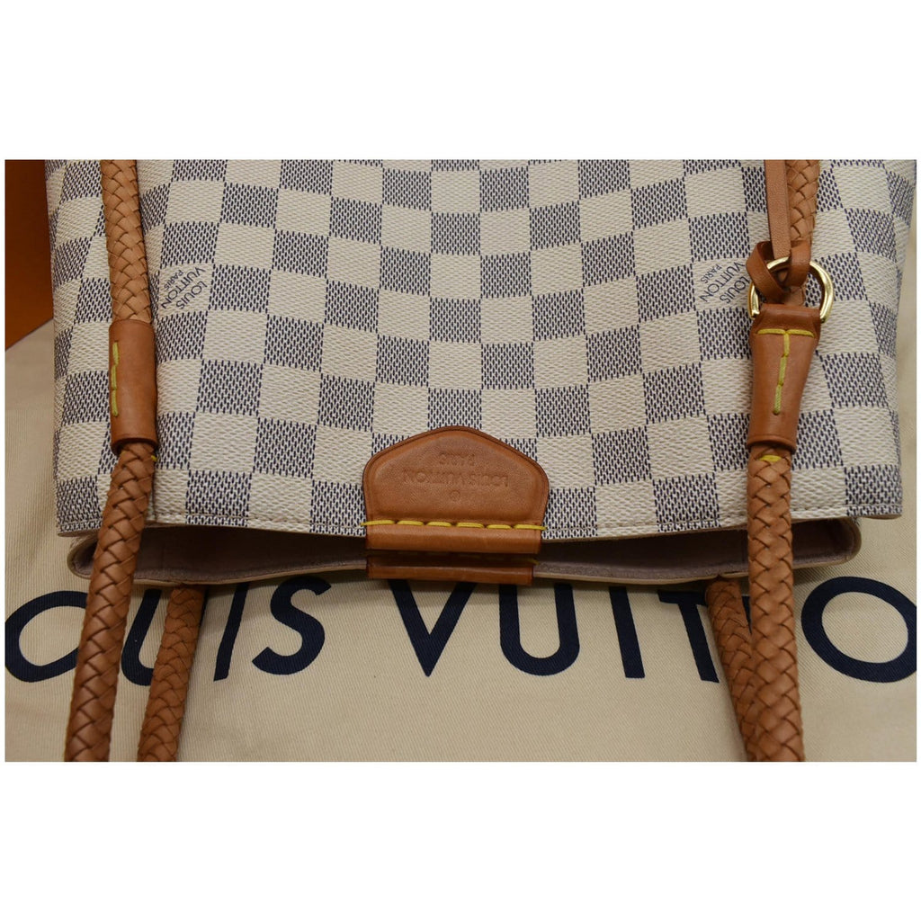 LOUIS VUITTON Propriano Damier Azur Tote Shoulder Bag White