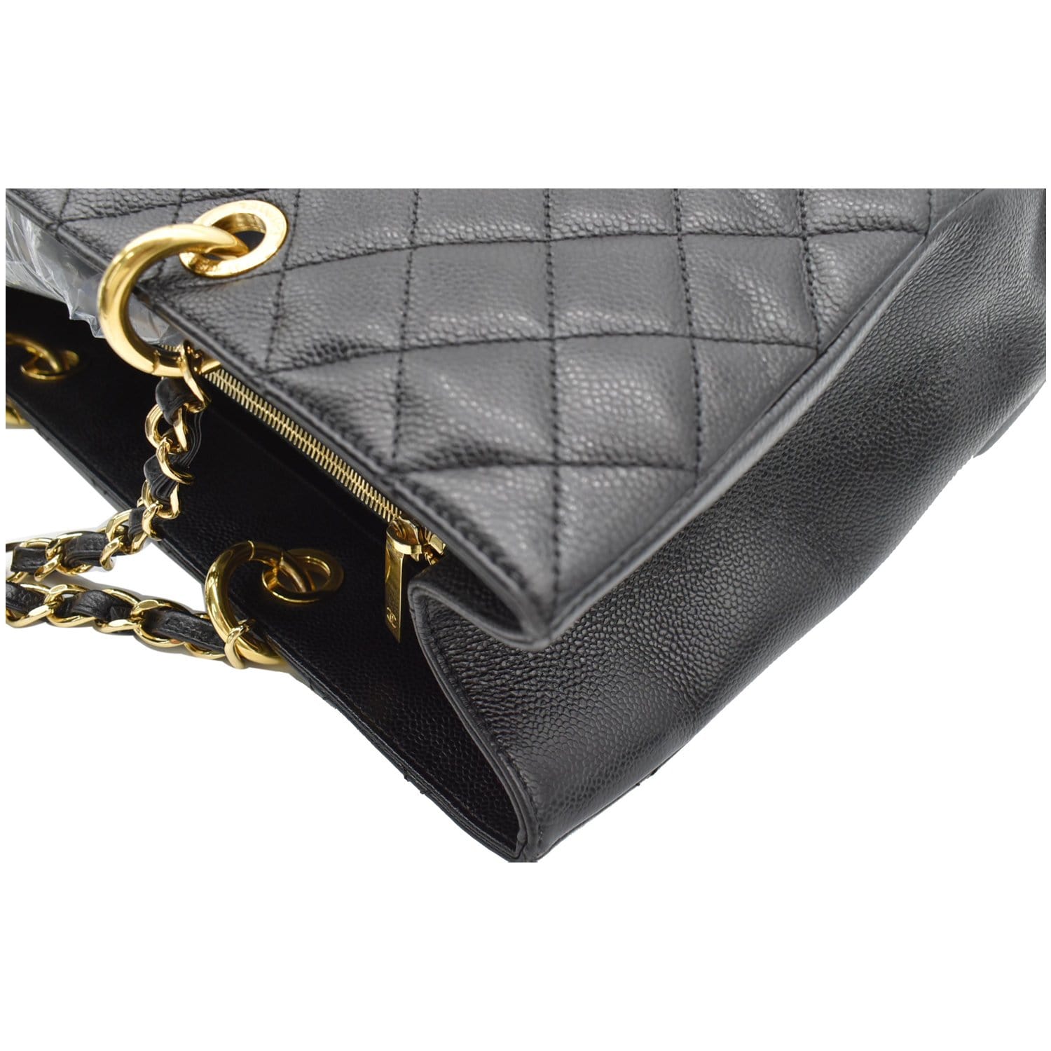 CHANEL XL Grand Quilted Caviar Leather Shopping Tote Bag Black
