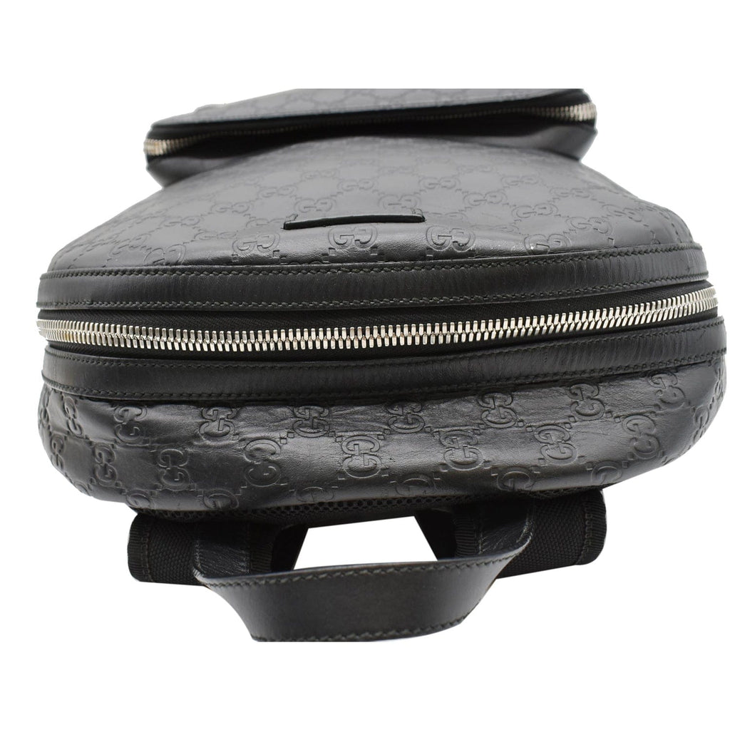 GUCCI GG Signature Leather Backpack Bag Black 406370