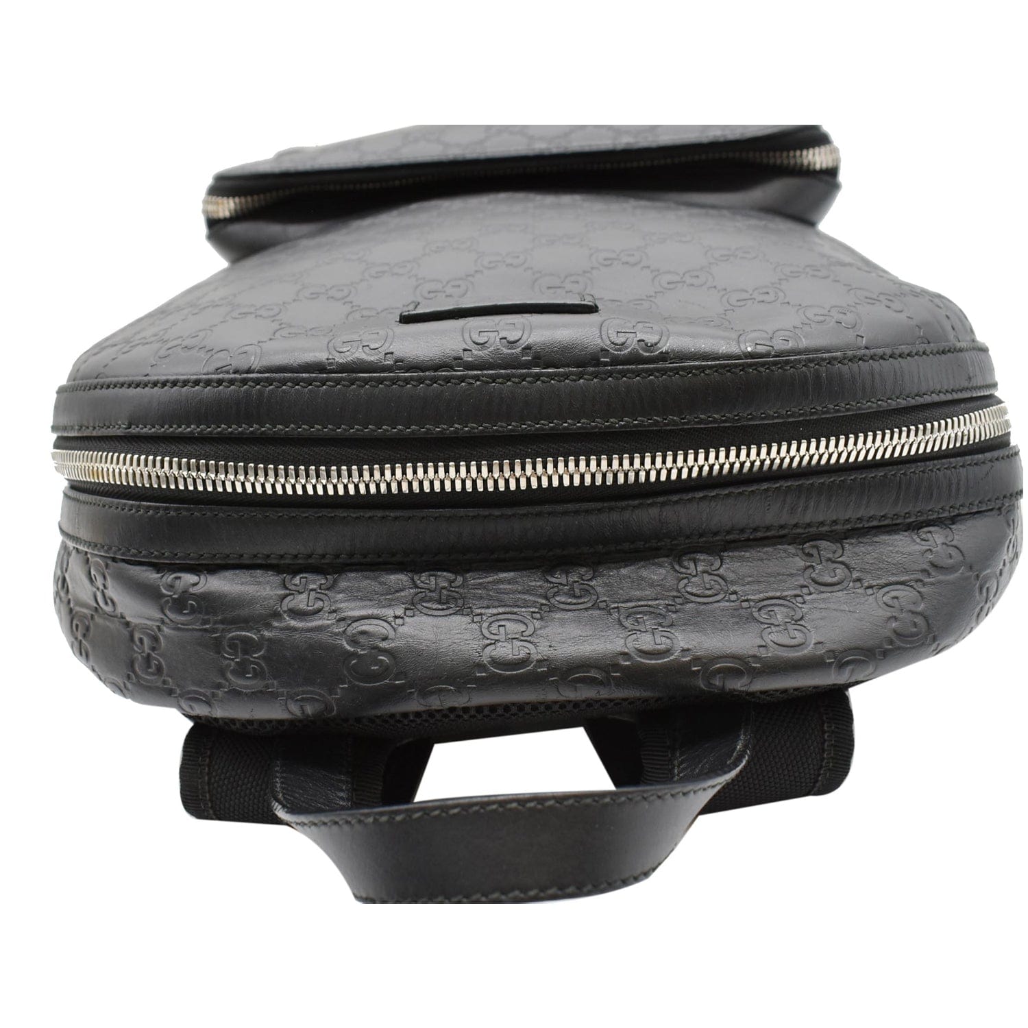 GUCCI GG Signature Leather Backpack Bag Black 406370