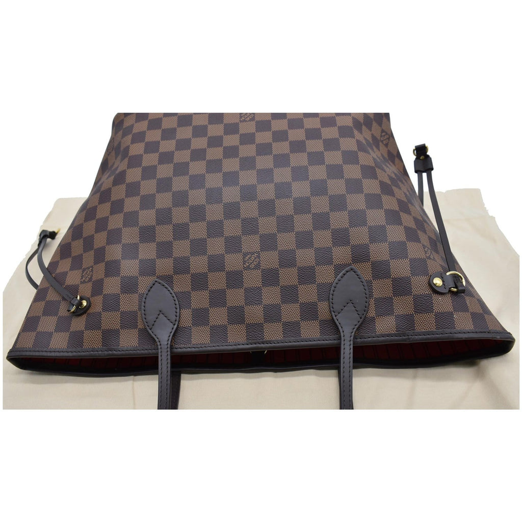 LOUIS VUITTON Neverfull MM Damier Ebene Tote Bag Brown