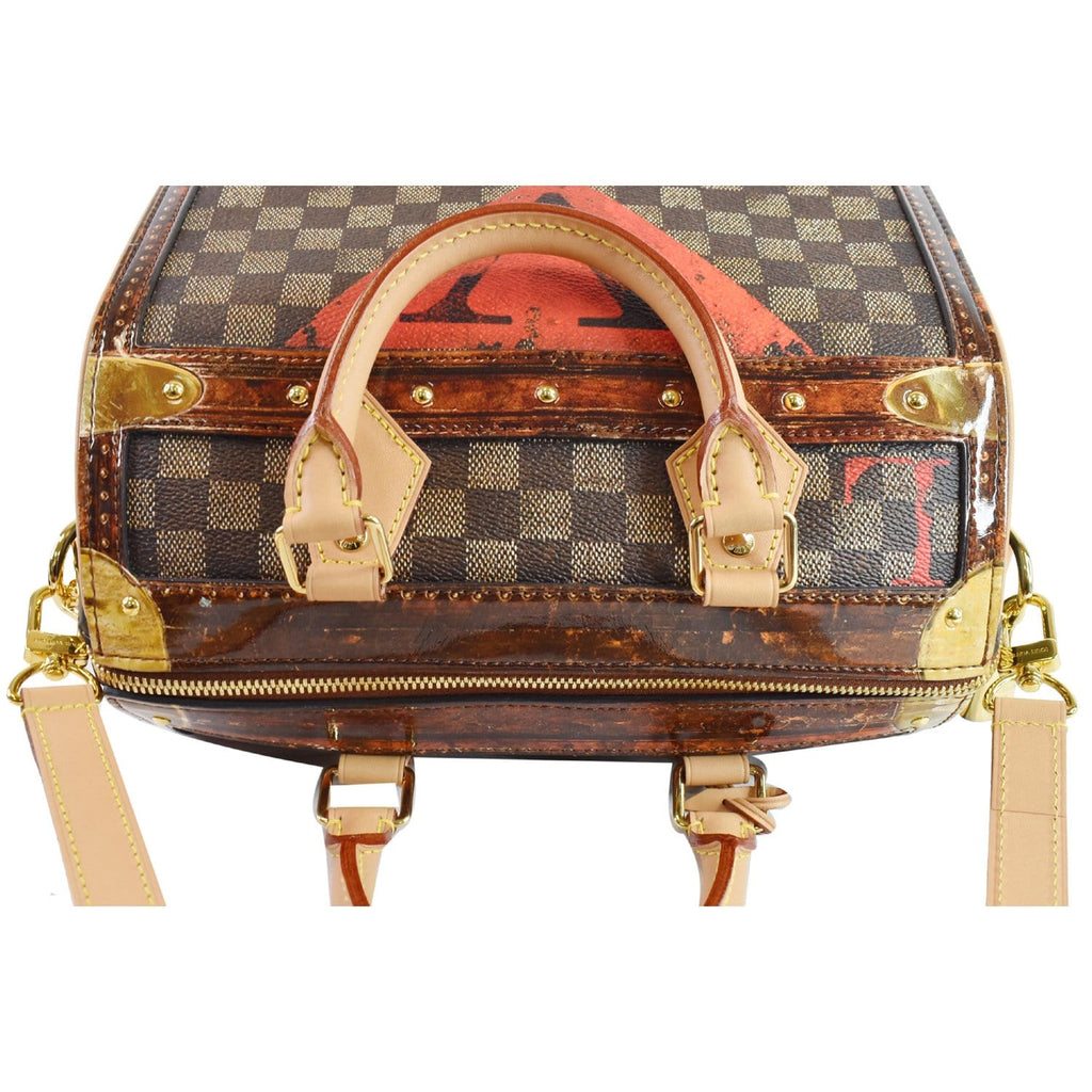 LOUIS VUITTON Time Trunk Speedy 25 Bandouliere Damier Shoulder Bag Black