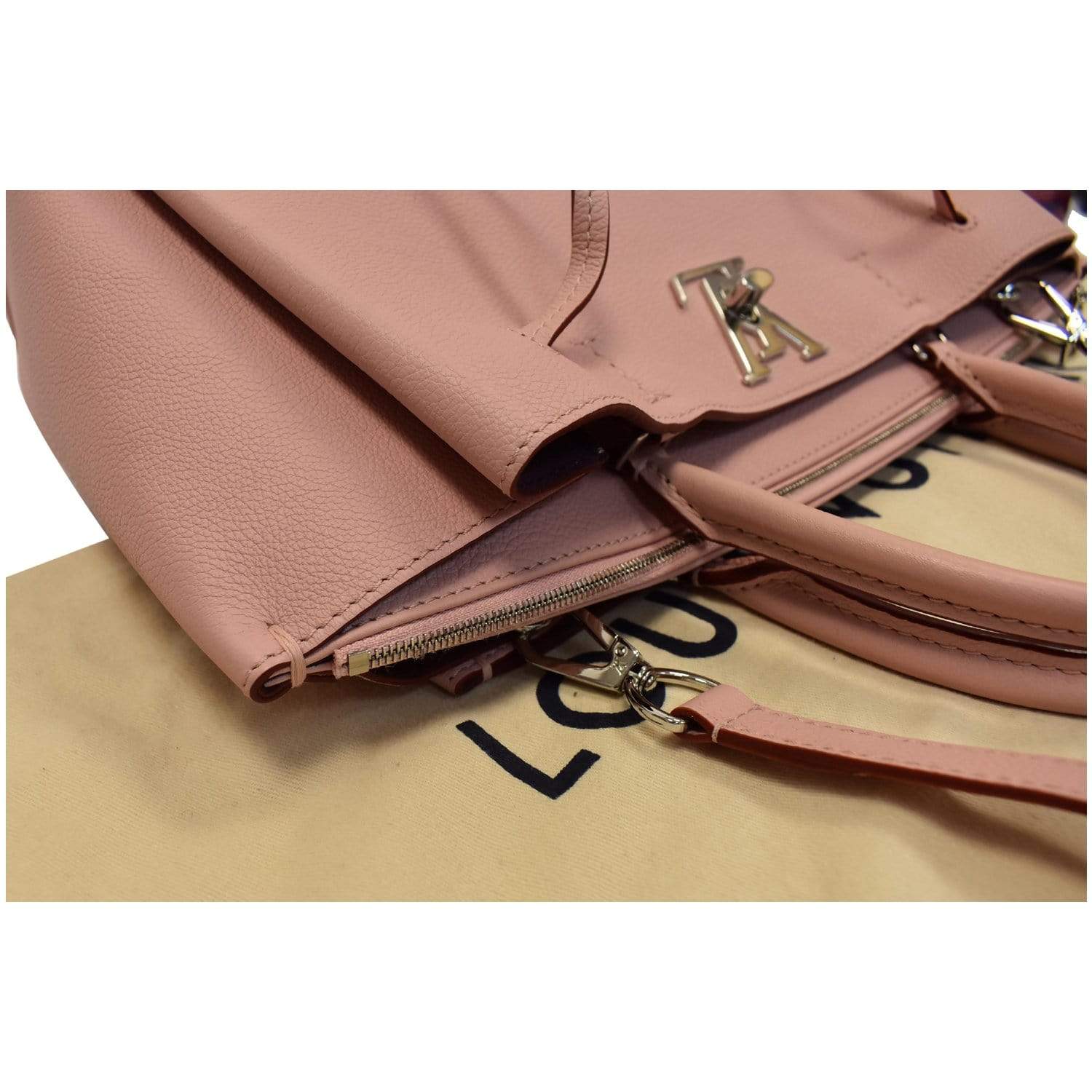 LOUIS VUITTON Lockmeto Calfskin Leather Tote Bag Rose Pink