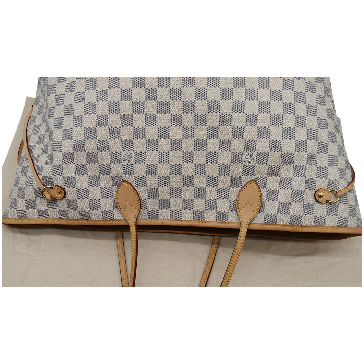 LOUIS VUITTON Neverfull GM Damier Azur Tote Shoulder Bag White