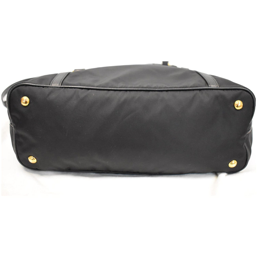 PRADA Tessuto Saffiano Nylon Tote Shoulder Bag Black