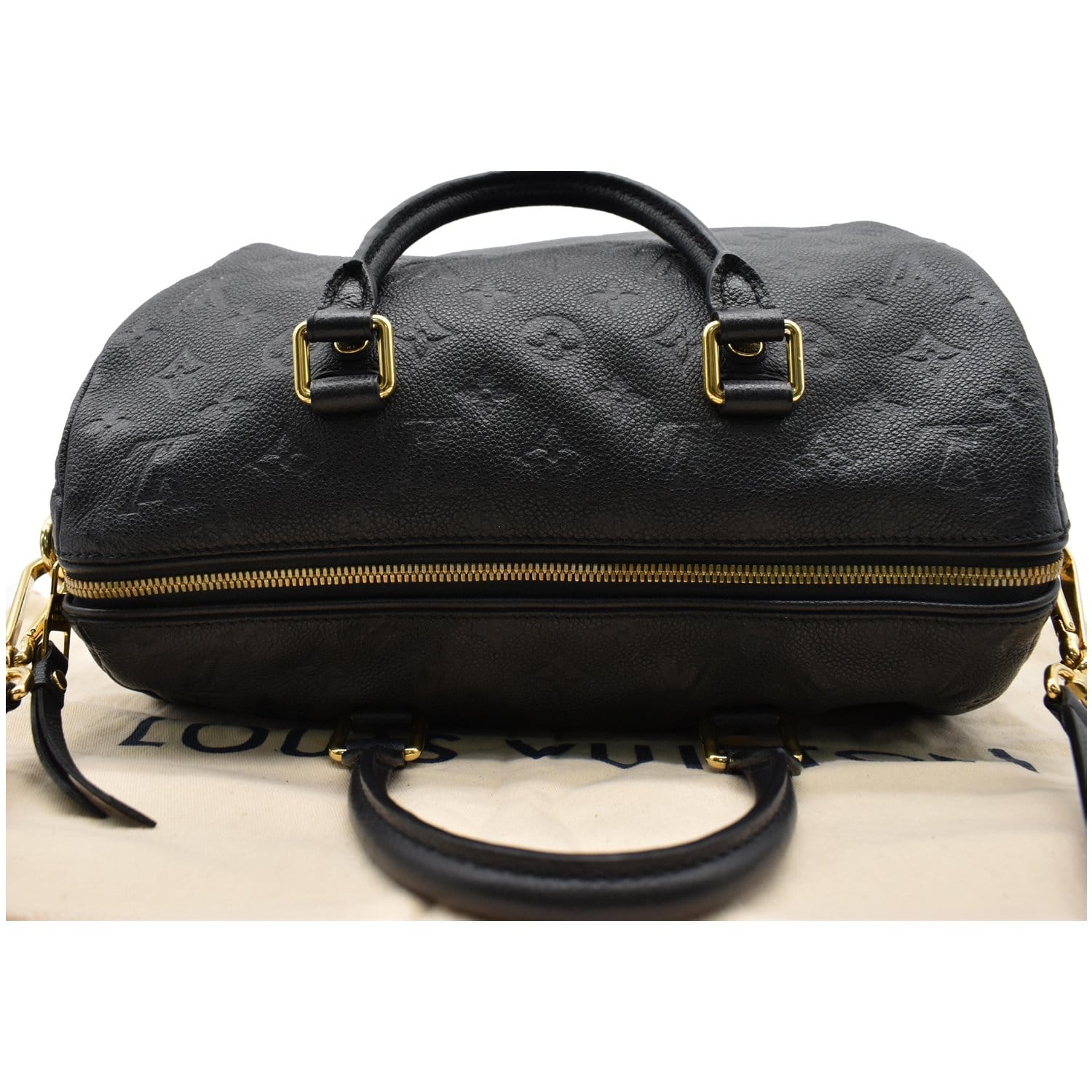 LOUIS VUITTON Speedy 30 Bandouliere Monogram Empreinte Leather Shoulder Bag Black