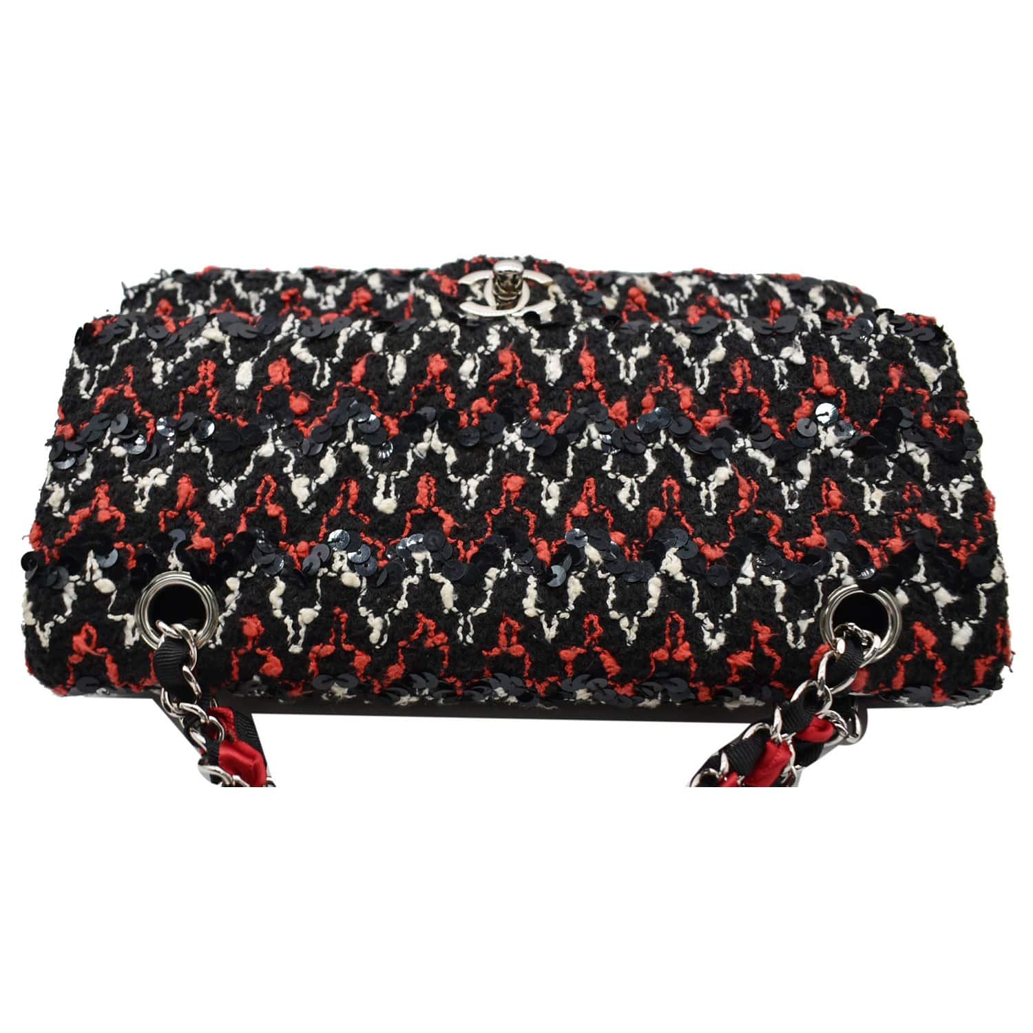 CHANEL Flap Tweed Fabric Shoulder Bag Multicolor