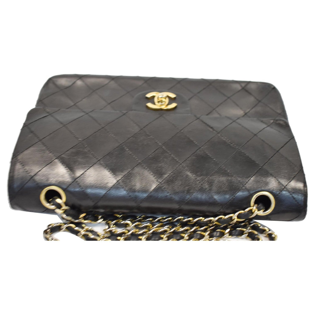 CHANEL CC Vintage Classic Medium Double Flap Calf Shoulder Bag Black