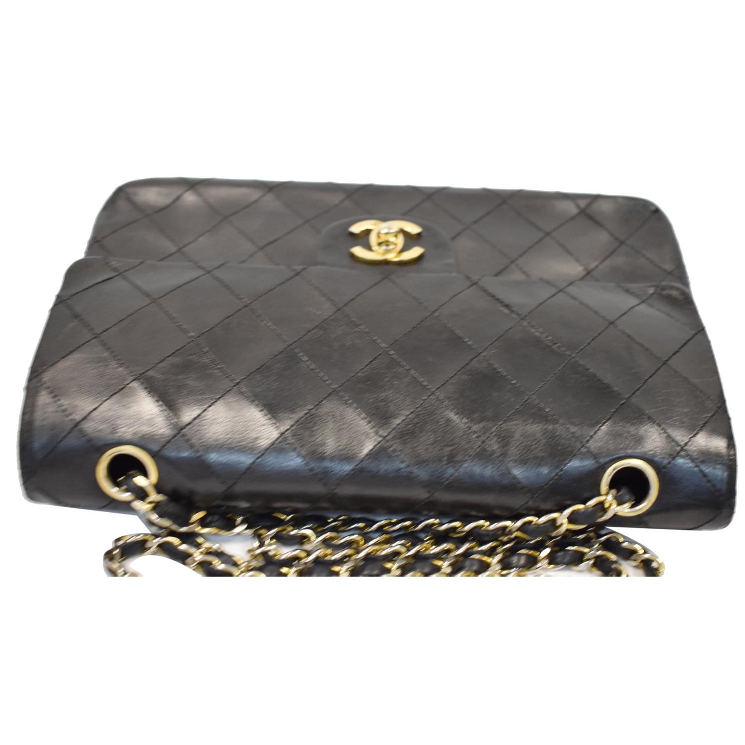 CHANEL CC Vintage Classic Medium Double Flap Calf Shoulder Bag Black