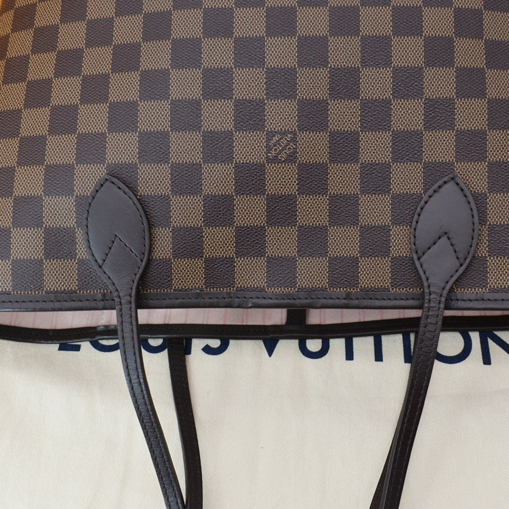 LOUIS VUITTON Neverfull MM Damier Ebene Tote Bag Brown