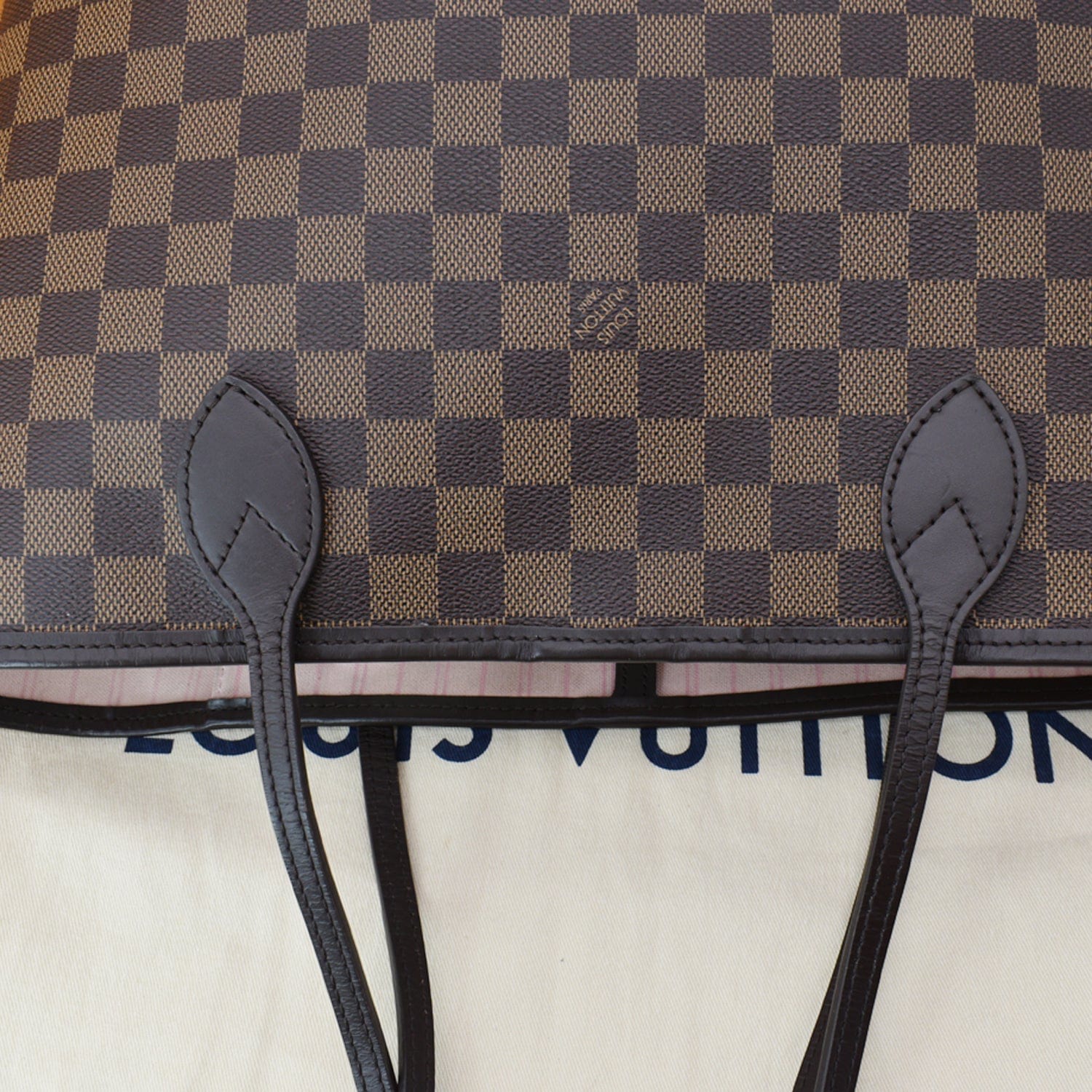 LOUIS VUITTON Neverfull MM Damier Ebene Tote Bag Brown