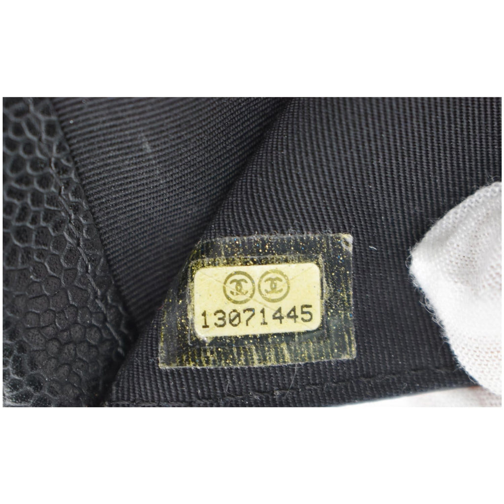 CHANEL Classic Flap Caviar Leather Card Holder Wallet Black