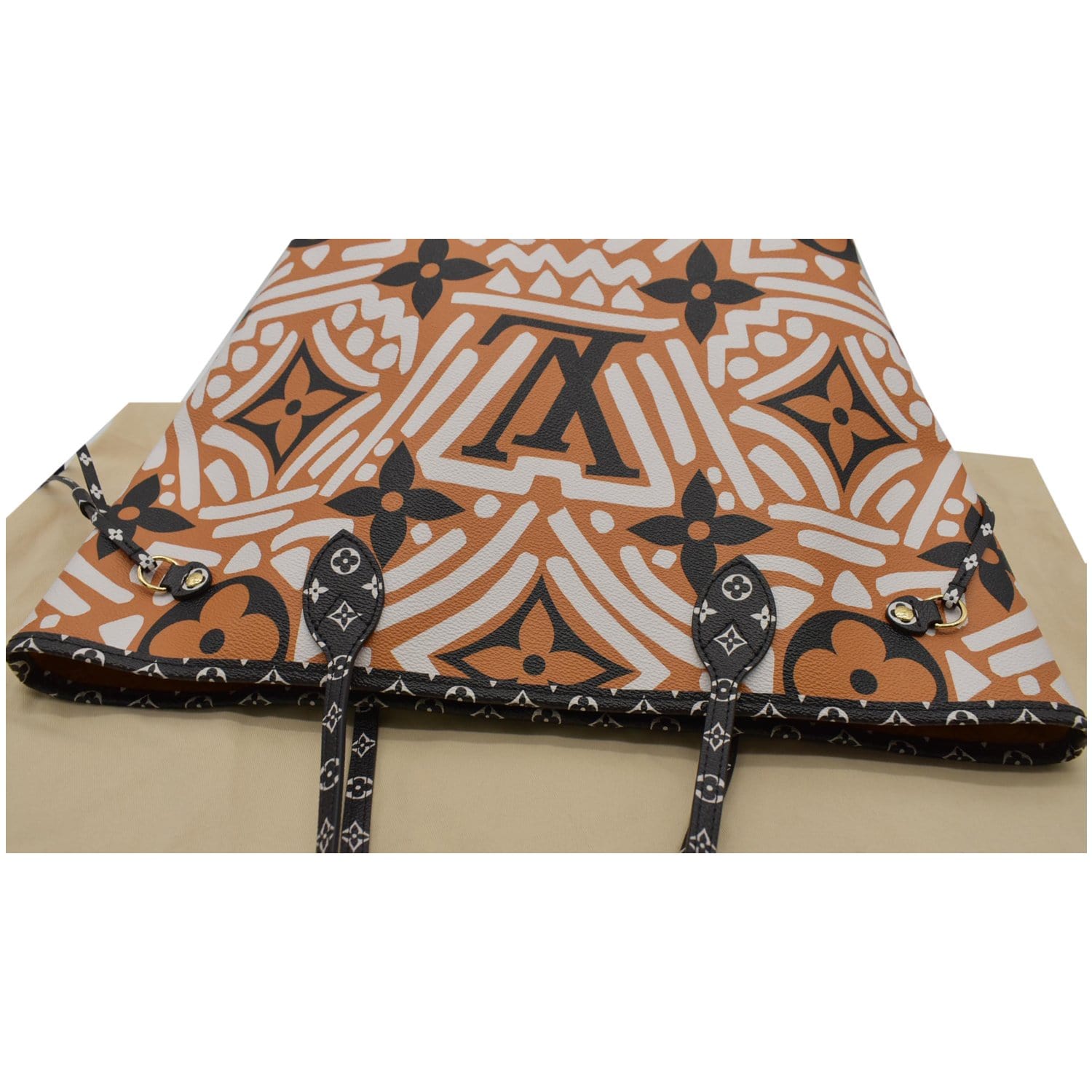 LOUIS VUITTON Neverfull Crafty MM Monogram Gaint Canvas Tote Bag Caramel