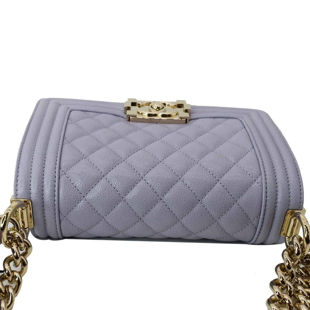CHANEL CC Boy Small Caviar Leather Shoulder Bag Lavender