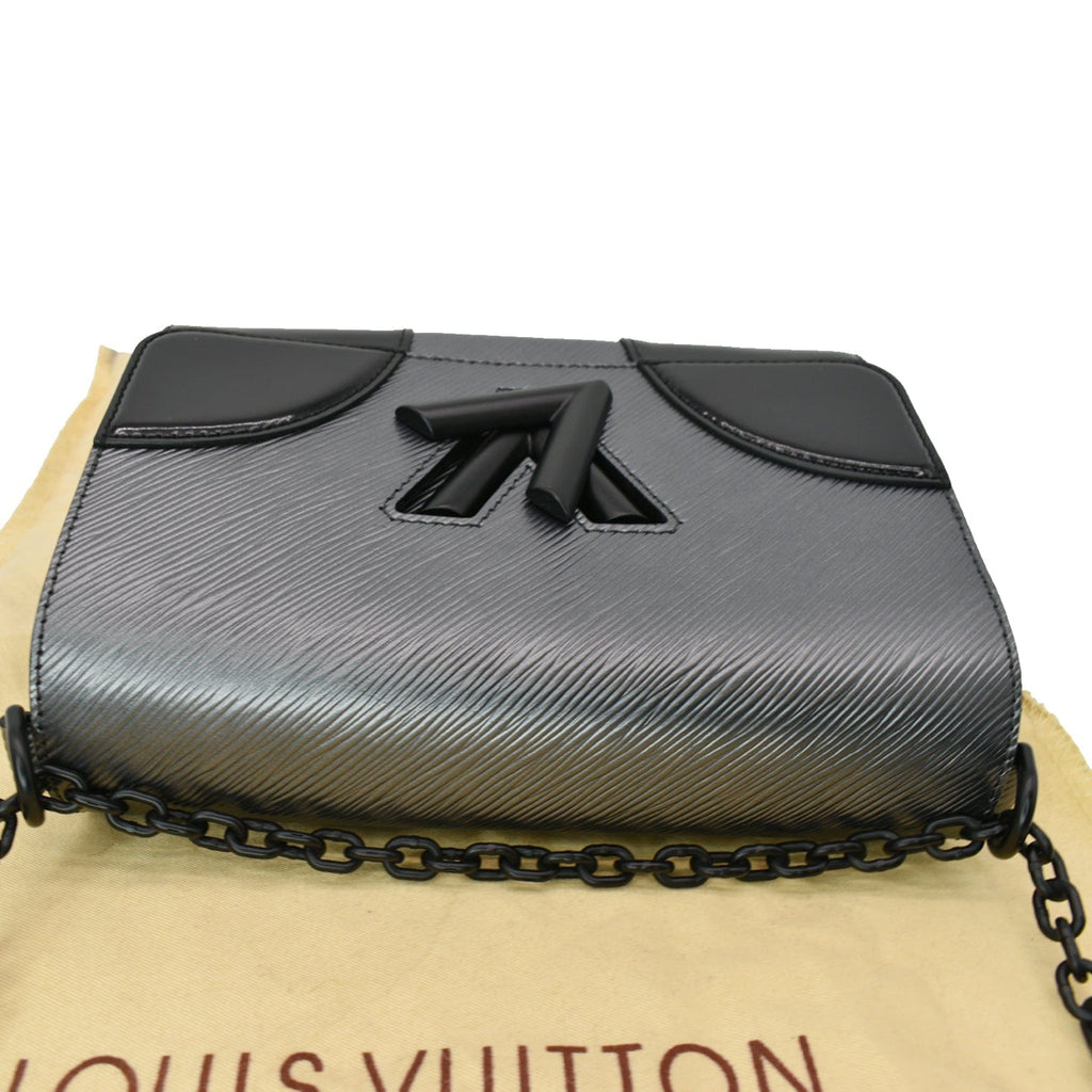 LOUIS VUITTON Twist MM Epi Patent Leather Shoulder Bag Silver