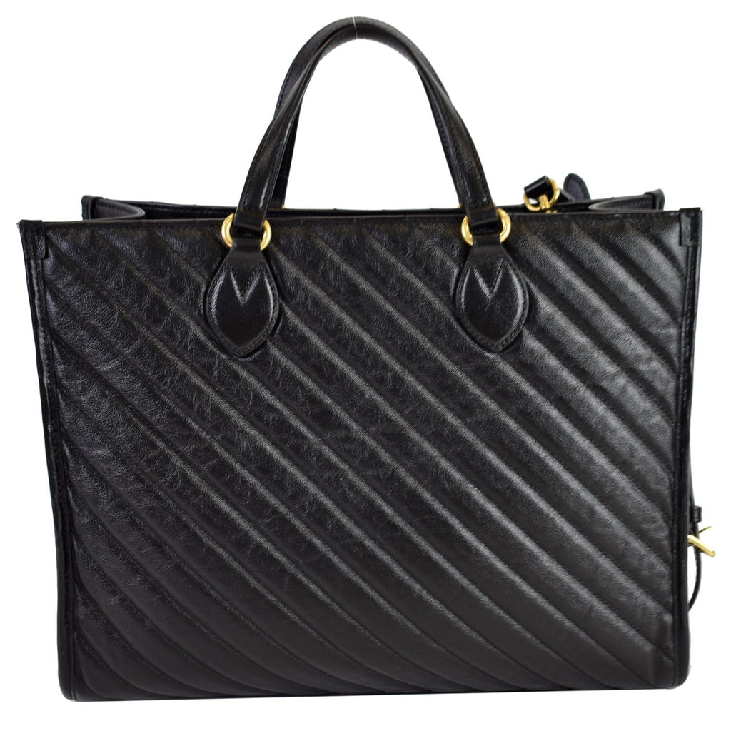 GUCCI GG Marmont Medium Matelasse Leather Tote Bag Black 627332