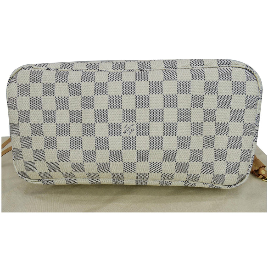 LOUIS VUITTON Neverfull MM Damier Azur Tote Bag Rose Ballerine