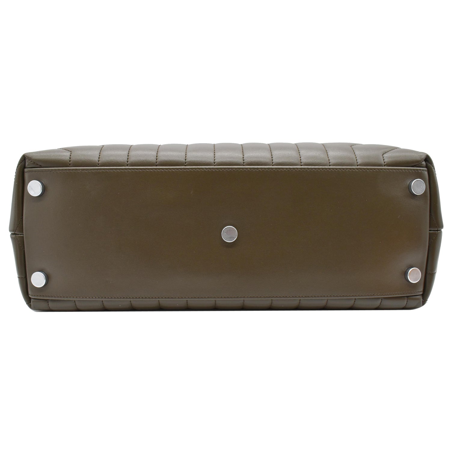 YVES SAINT LAURENT Large Loulou Calfskin Matelasse Chain Shoulder Bag Khaki Green