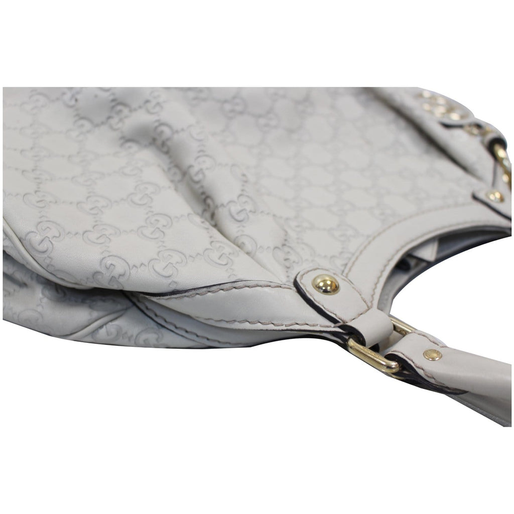 GUCCI Sukey Medium Guccissima Leather Tote Bag White 211944