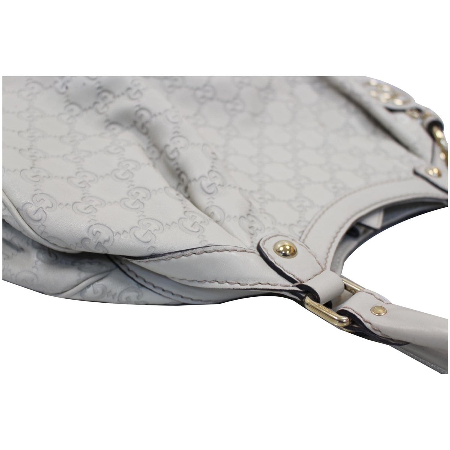 GUCCI Sukey Medium Guccissima Leather Tote Bag White 211944