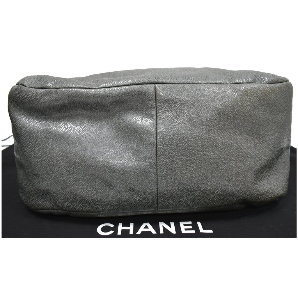 CHANEL 31 Small CC Caviar Leather Hobo Bag Grey